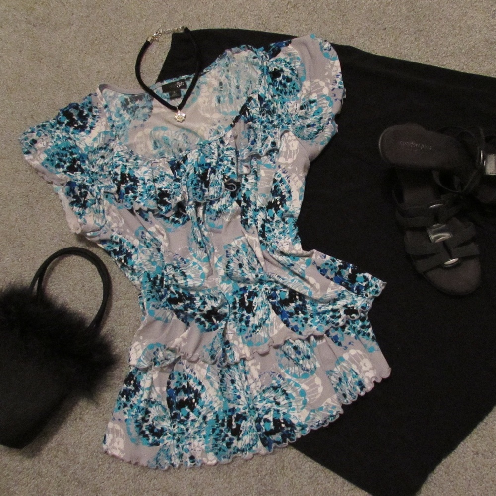 Tiered Ruffle Front Blouse